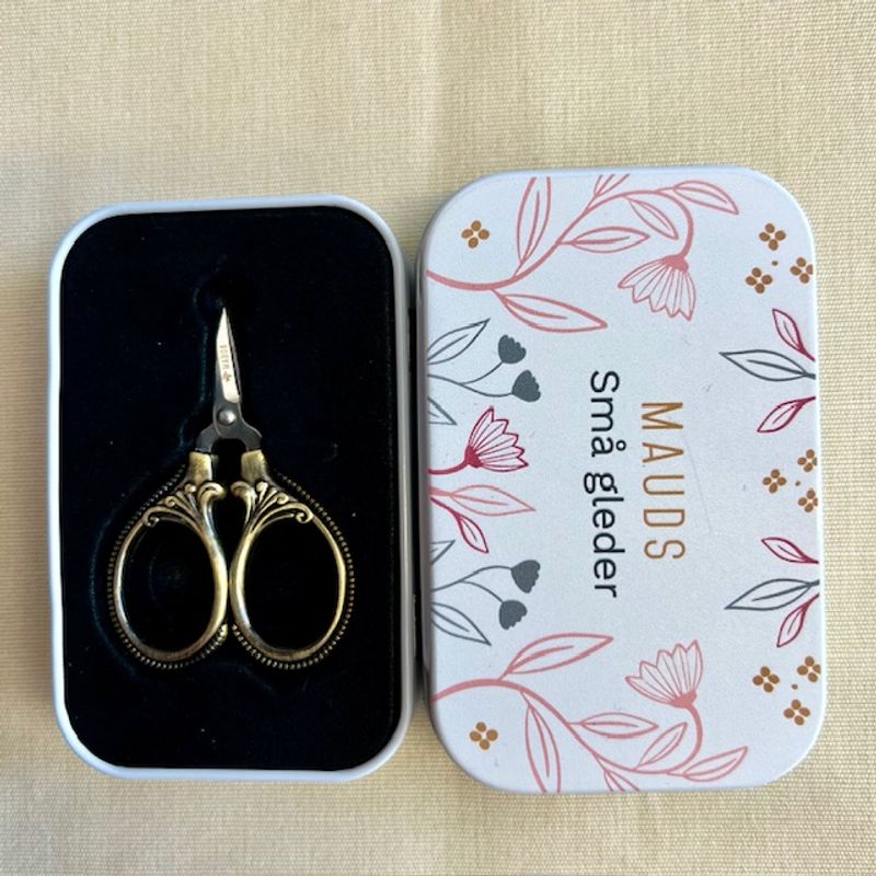 Minisaks Vintage i metallboks, oksidert gull