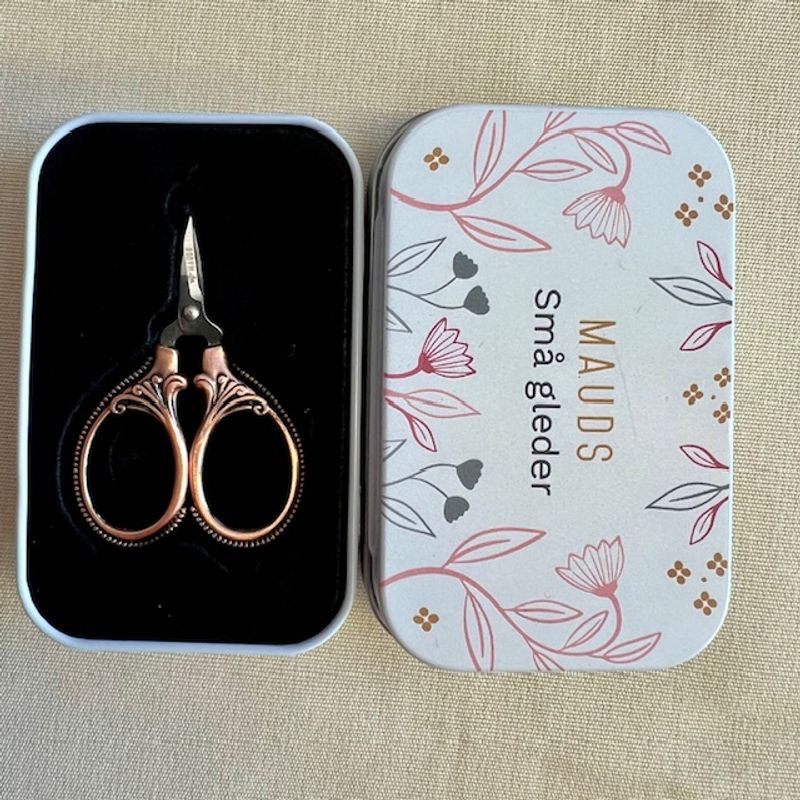 Minisaks Vintage i metallboks, kobber